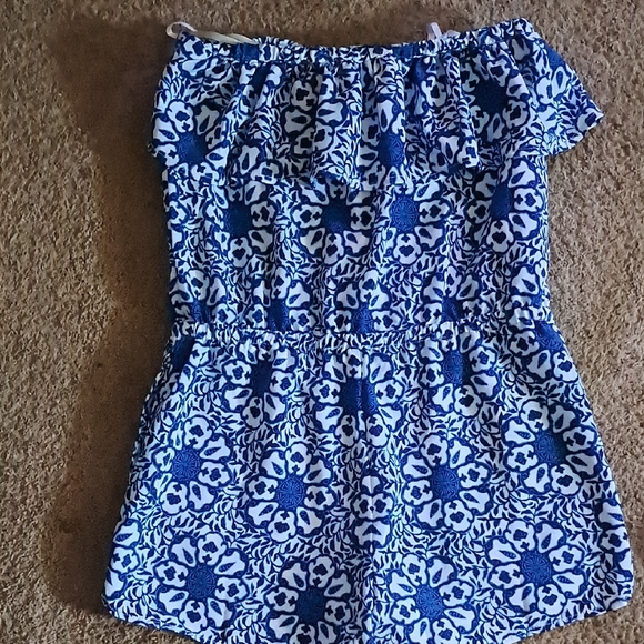 Vineyard Vines Blue and White Floral Romper With Pockets - Picture 3 of 3